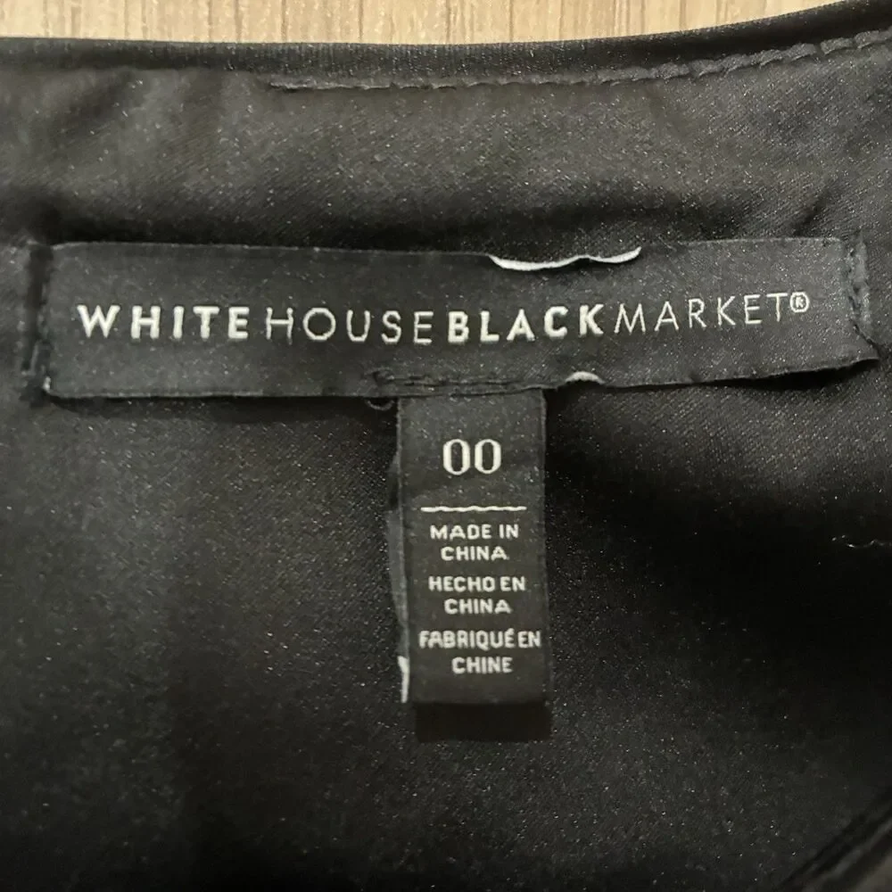 White House Black Market Dress Size 00 Black Fit & Flare Pleated White Insets - Picture 5 of 5